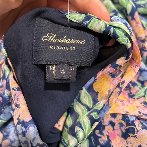 Shoshanna Midnight - Blue and Green Floral Maxi Dres with Silver Accents  Size 4 - Picture 8 of 11